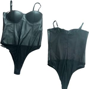 Say What Faux Leather Bodysuit